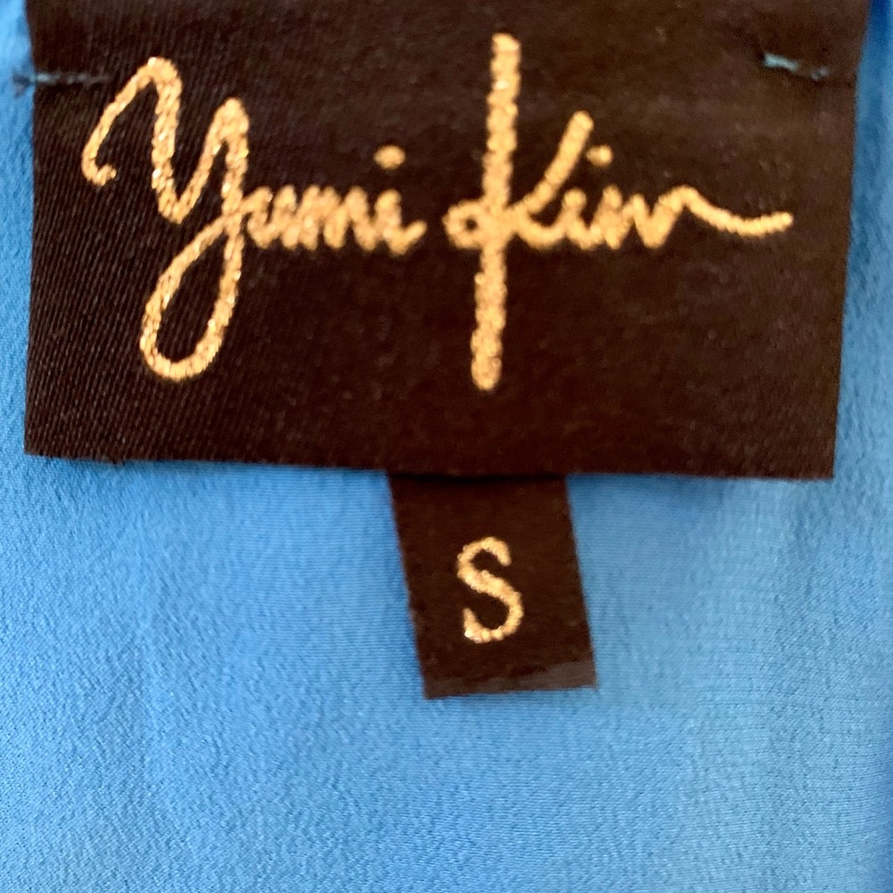 Yumi Kim Jayne tulip blue color block v-neck silk dress. Sz S - Picture 11 of 11